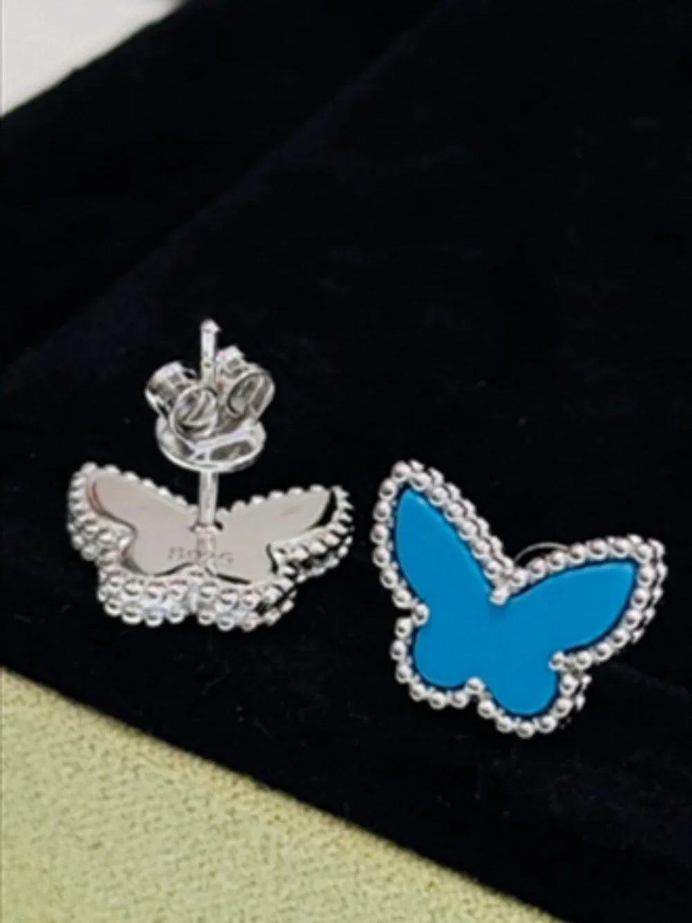 Van Cleef & Arpels Blue Butterfly Earrings - Picture 2 of 2